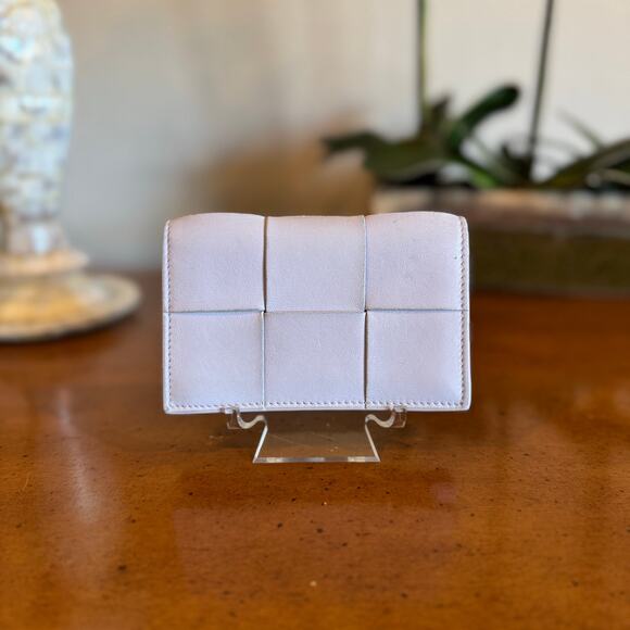 Bottega Veneta Maxi Intrecciato Card Holder Small Wallet Purple Lambskin - Picture 6 of 10